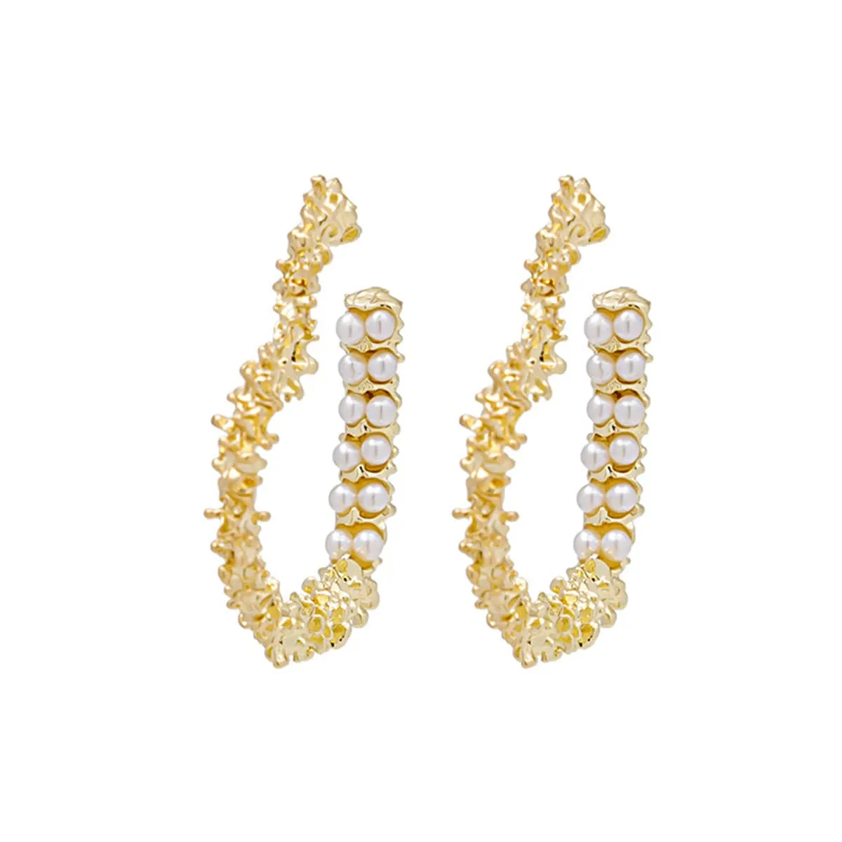 Pearl & Goldtone Heart Hoop Earrings sold by Zulily product image thumbnail 2