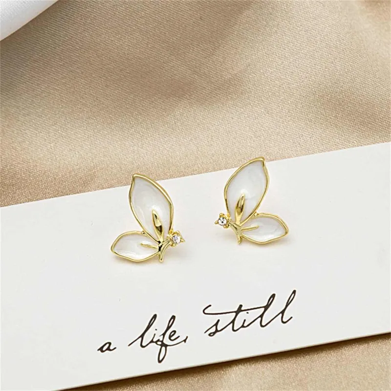 Cubic Zirconia & Enamel Goldtone Butterfly Stud Earrings made by Zulily