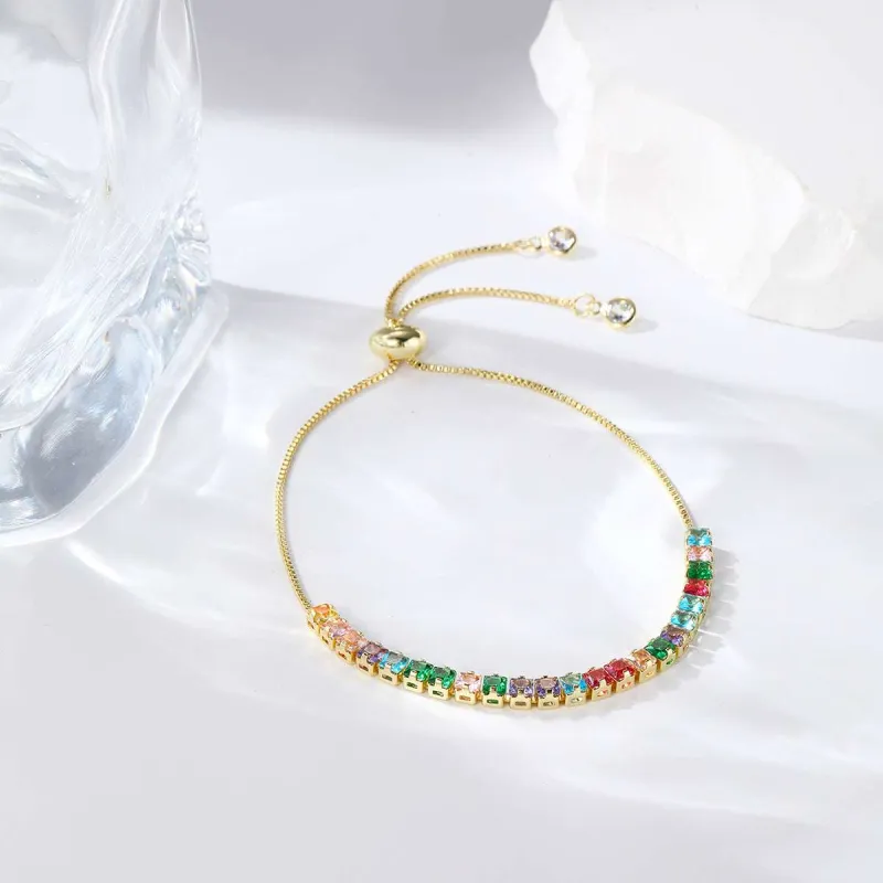 Green Crystal & Goldtone Square Adjustable Bracelet made by Zulily