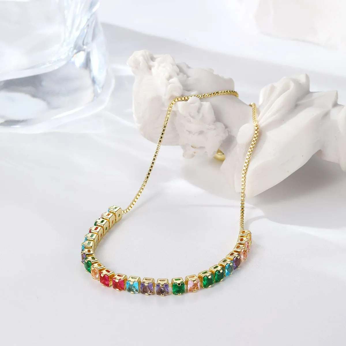 Green Crystal & Goldtone Square Adjustable Bracelet sold by Zulily product image thumbnail 2