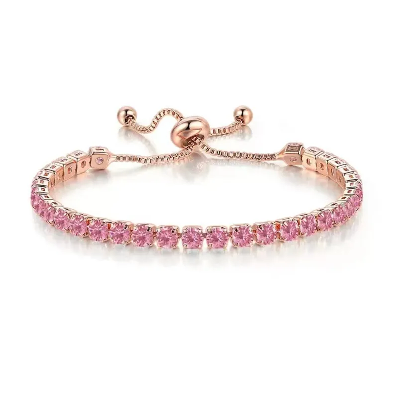 Pink Cubic Zirconia & Rose Goldtone Adjustable Link Bracelet made by Zulily
