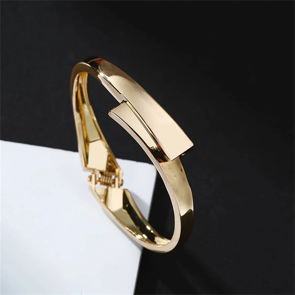 Goldtone Stacked Bypass Bangle sold by Zulily product image thumbnail 2
