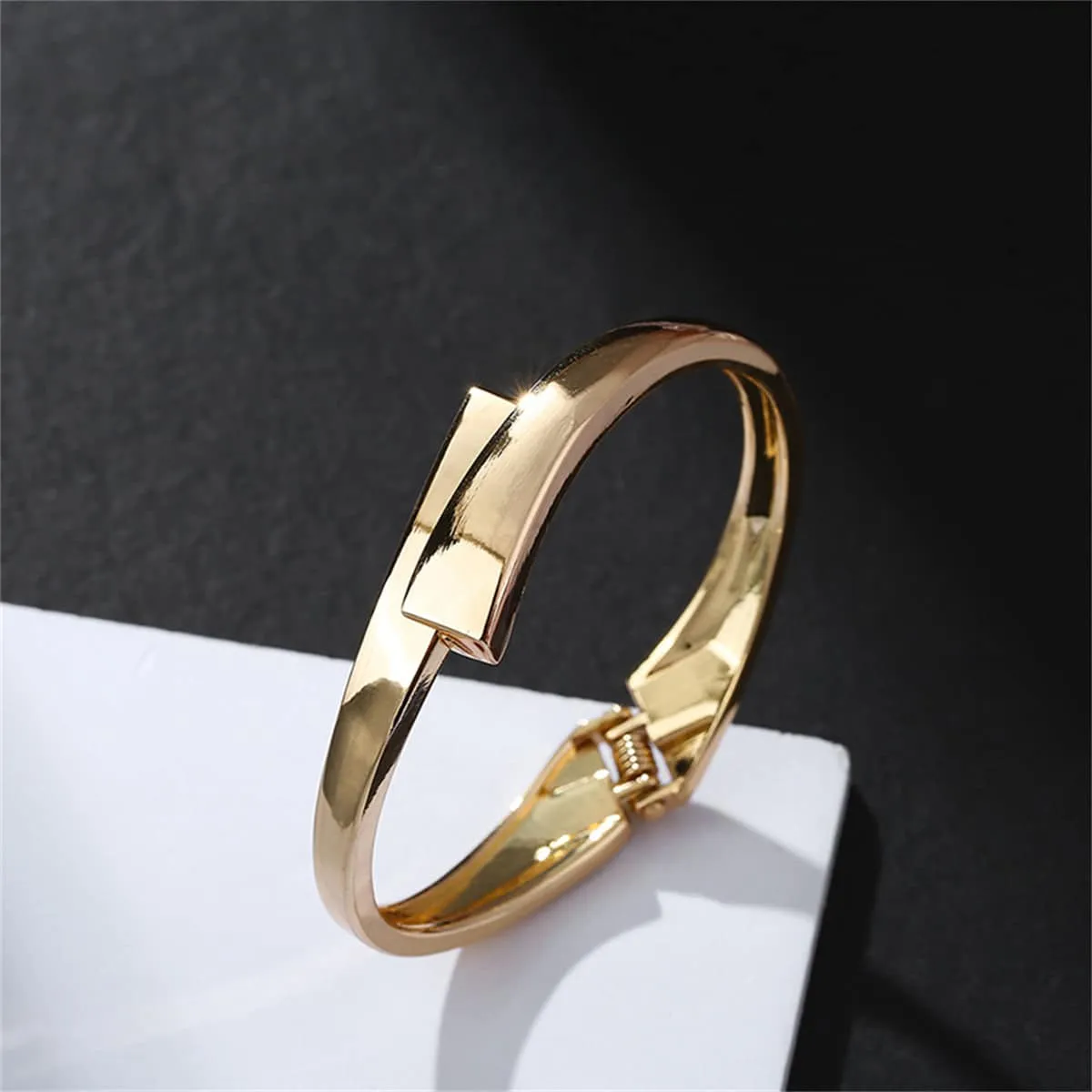 Goldtone Stacked Bypass Bangle sold by Zulily product image thumbnail 3