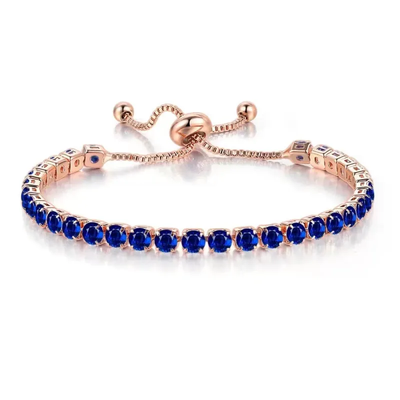 Navy Cubic Zirconia & Rose Goldtone Adjustable Link Bracelet made by Zulily