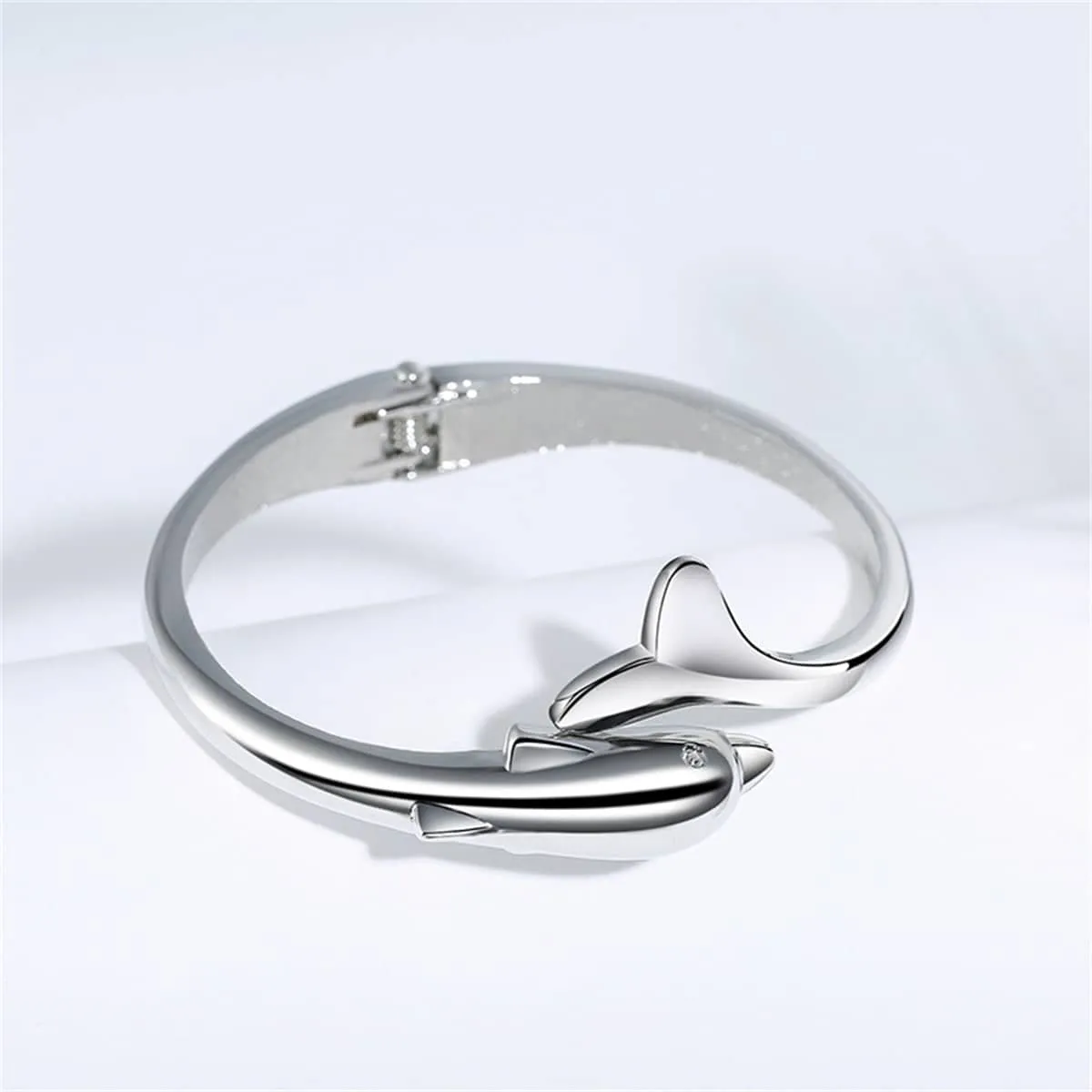 Silvertone Dolphin Hinged Bangle sold by Zulily product image thumbnail 3