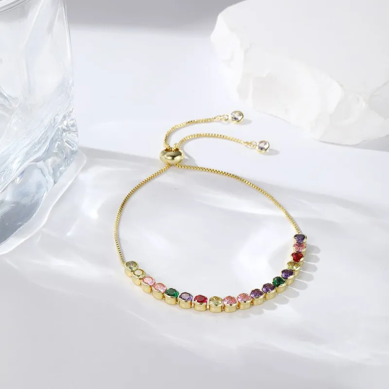Multicolor Crystal & Goldtone Round Adjustable Bracelet made by Zulily