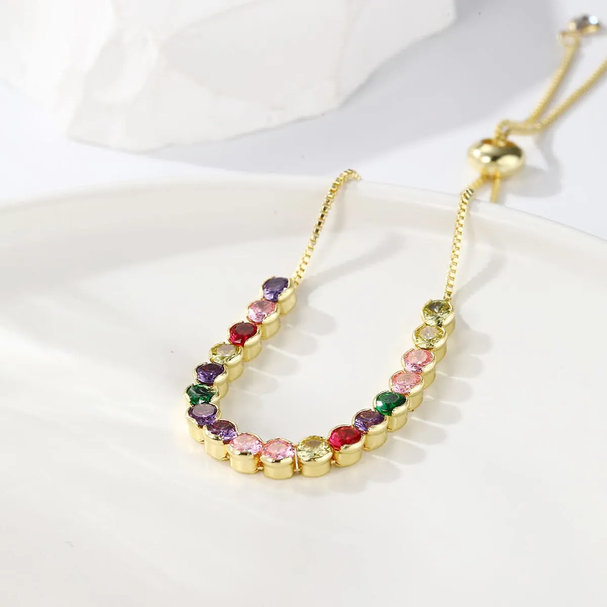 Multicolor Crystal & Goldtone Round Adjustable Bracelet sold by Zulily product image thumbnail 3