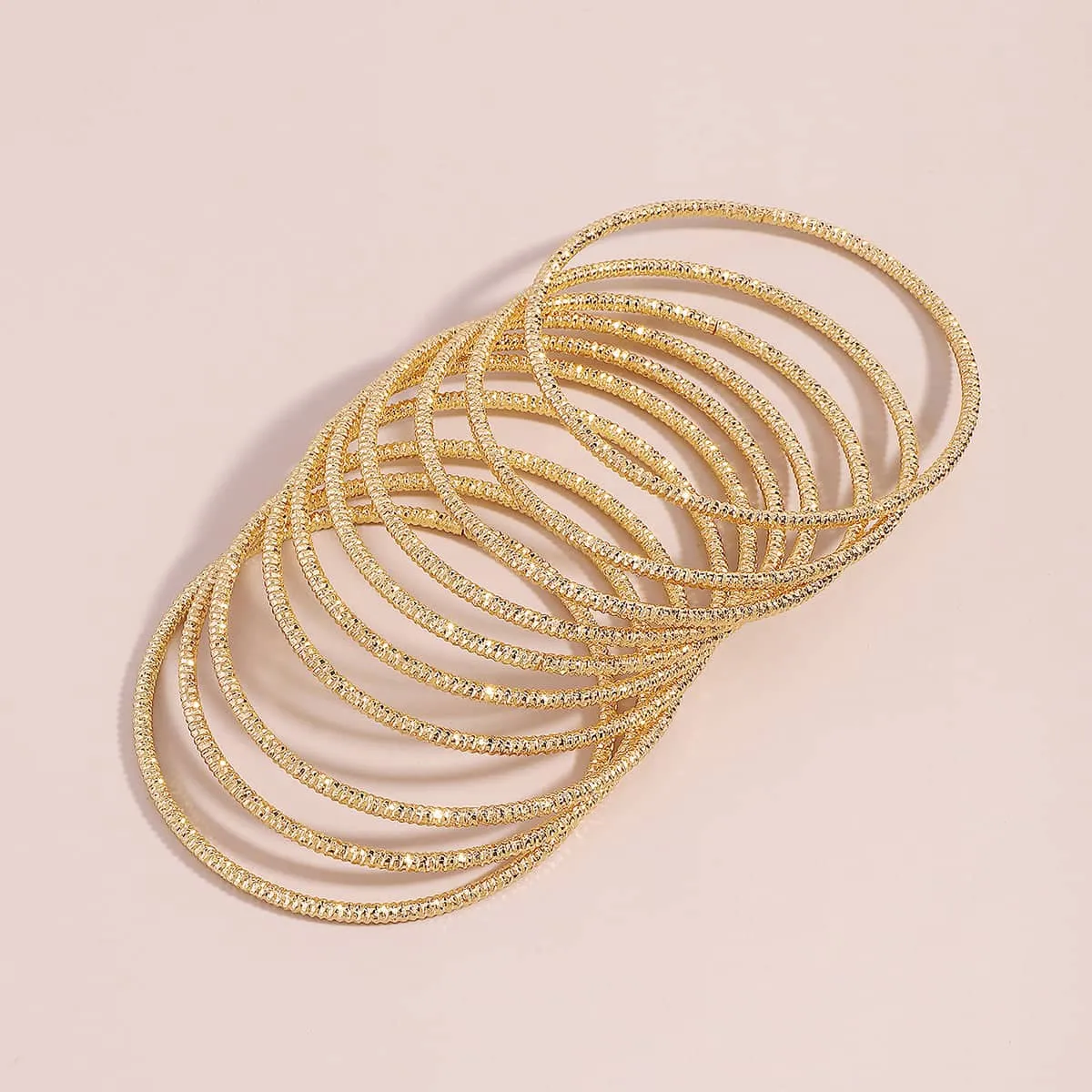Goldtone Textured Bangle Set sold by Zulily product image thumbnail 3