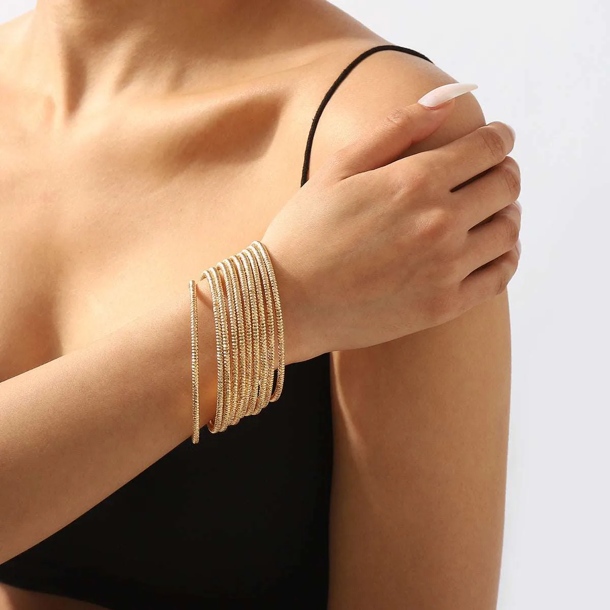 Goldtone Textured Bangle Set sold by Zulily product image thumbnail 2