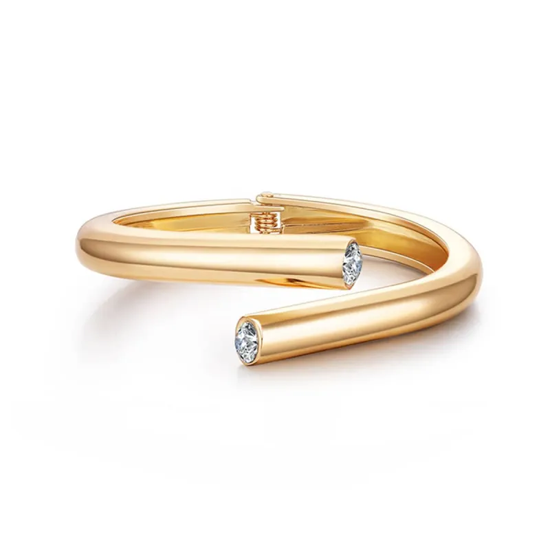 Cubic Zirconia & Goldtone Bypass Bangle made by Zulily