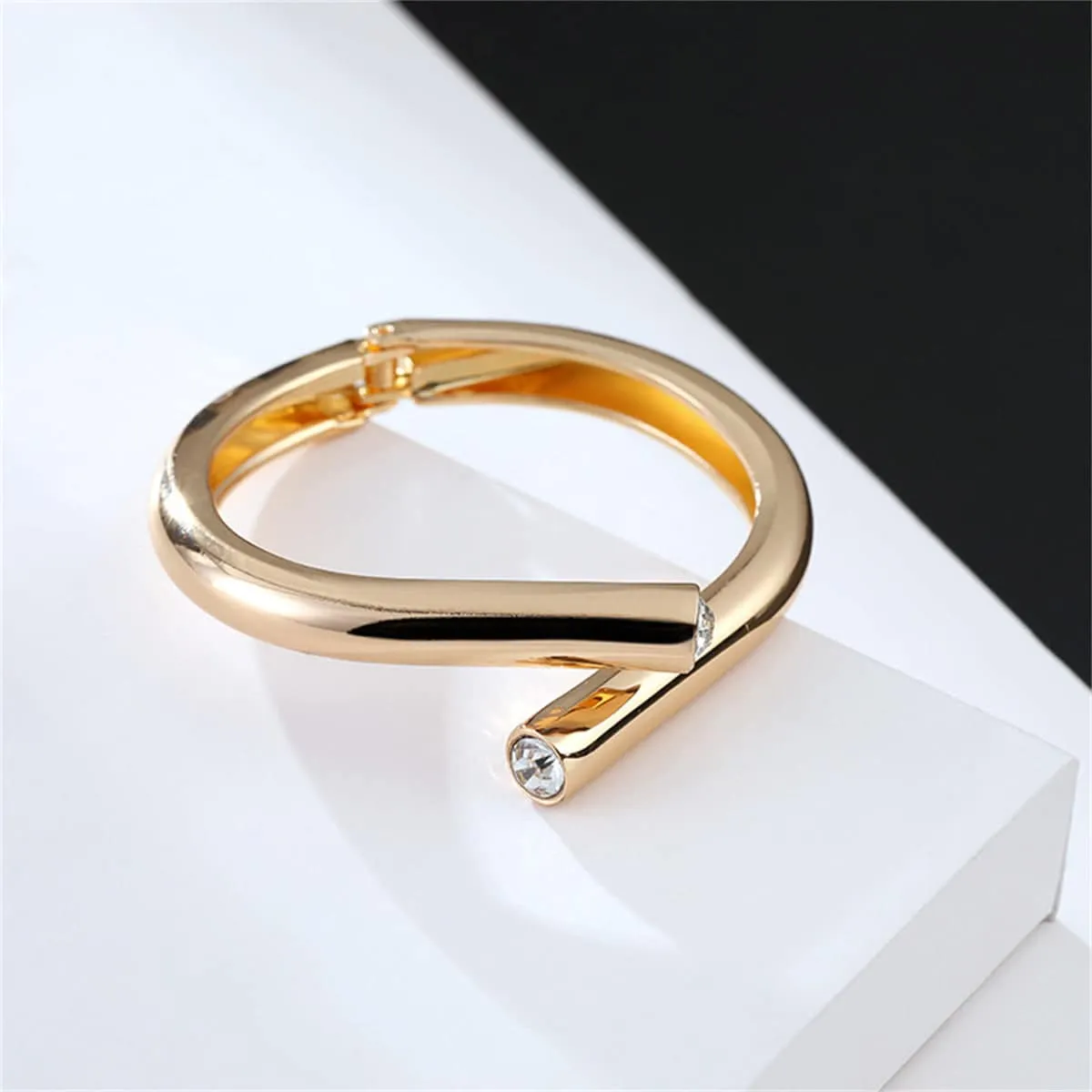 Cubic Zirconia & Goldtone Bypass Bangle sold by Zulily product image thumbnail 2