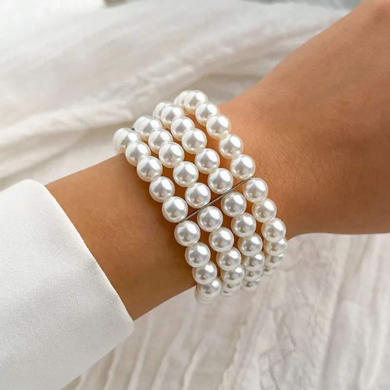 Pearl & Silvertone Layered Bracelet made by Zulily
