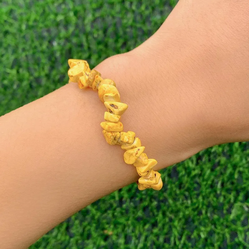 Yellow Turquoise Beaded Stretch Bracelet made by Zulily