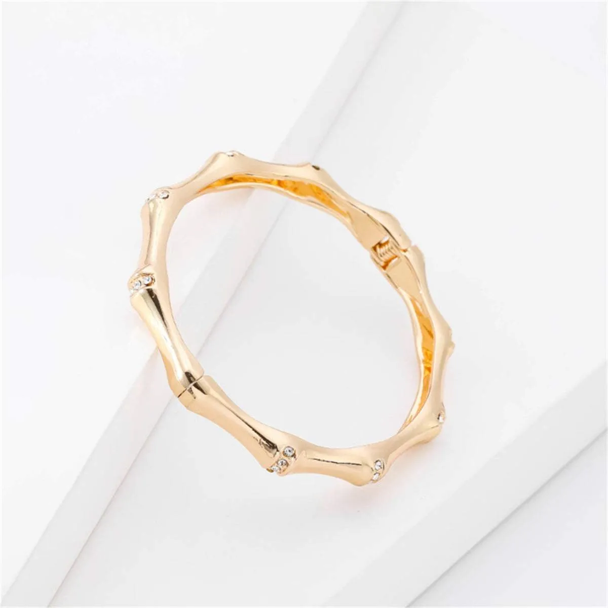 Cubic Zirconia & Goldtone Bamboo Bangle sold by Zulily product image thumbnail 3