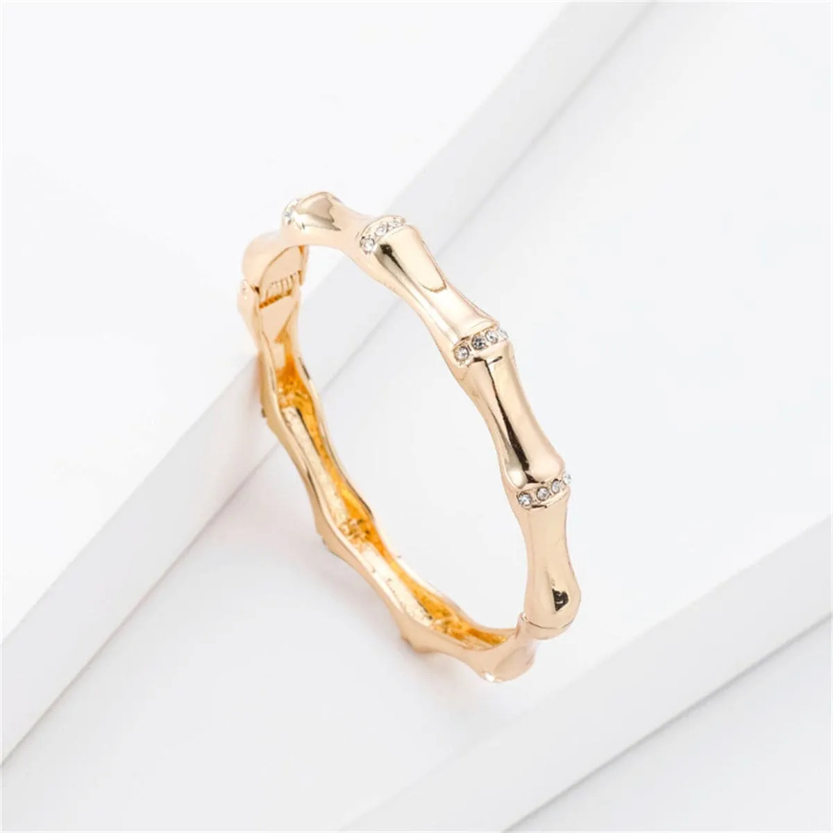 Cubic Zirconia & Goldtone Bamboo Bangle sold by Zulily product image thumbnail 2