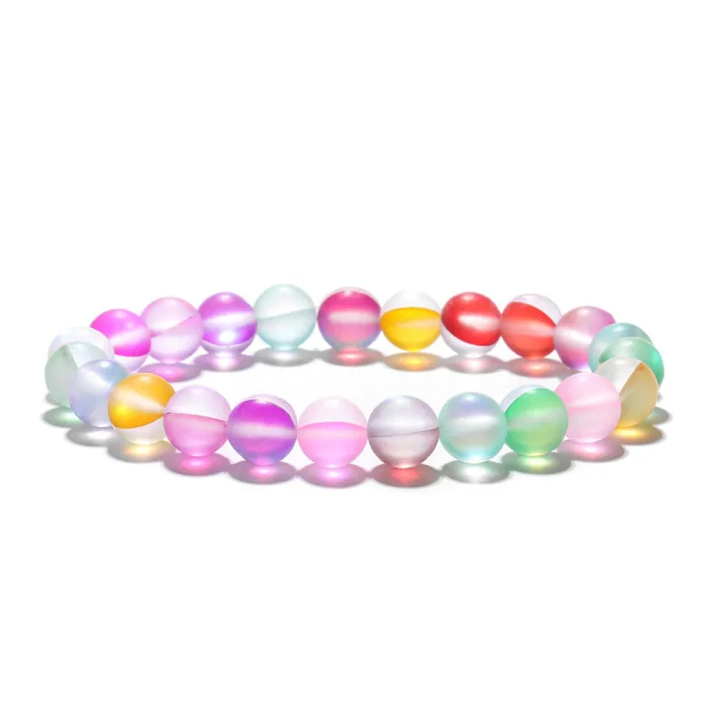 Pink & Green Multicolor Frosted Crystal Beaded Stretch Bracelet made by Zulily