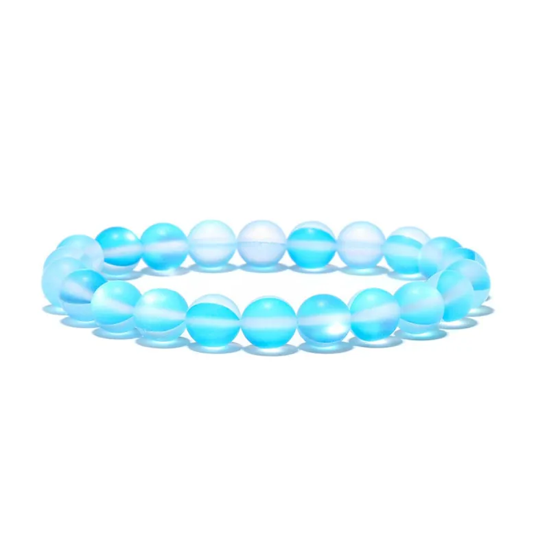 Lake Blue Frosted Crystal Beaded Stretch Bracelet made by Zulily