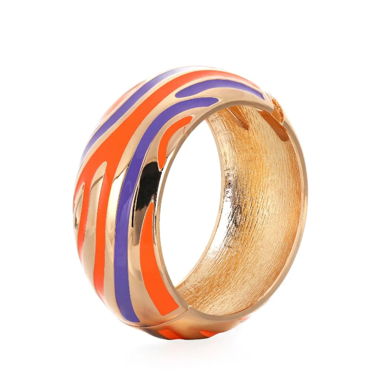 Purple Multicolor Enamel & Goldtone Stripes Bangle sold by Zulily product image thumbnail 2