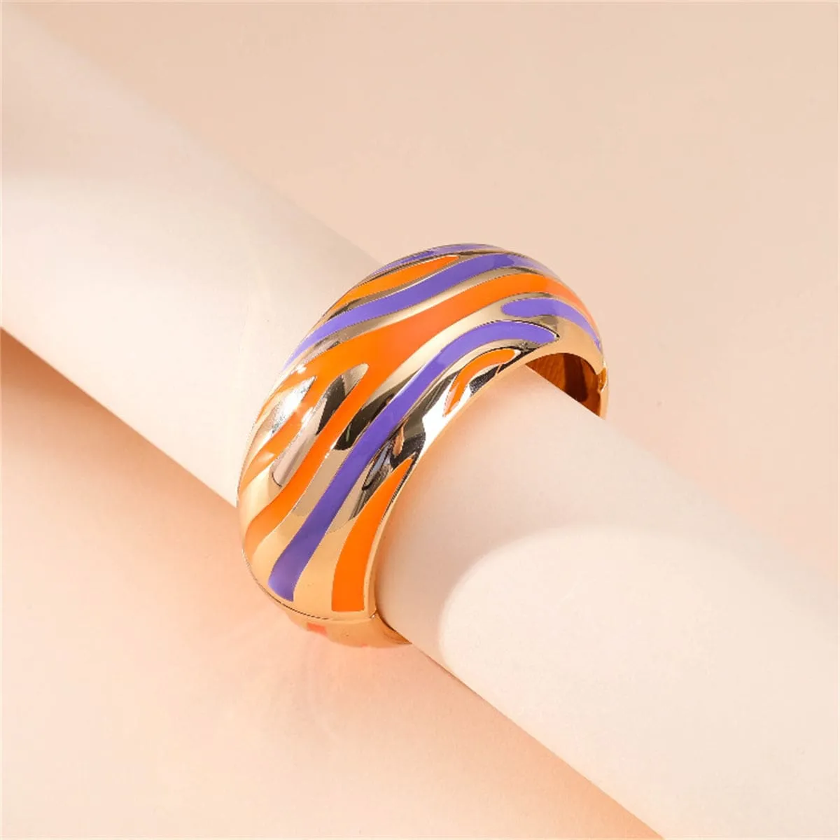 Purple Multicolor Enamel & Goldtone Stripes Bangle sold by Zulily product image thumbnail 3