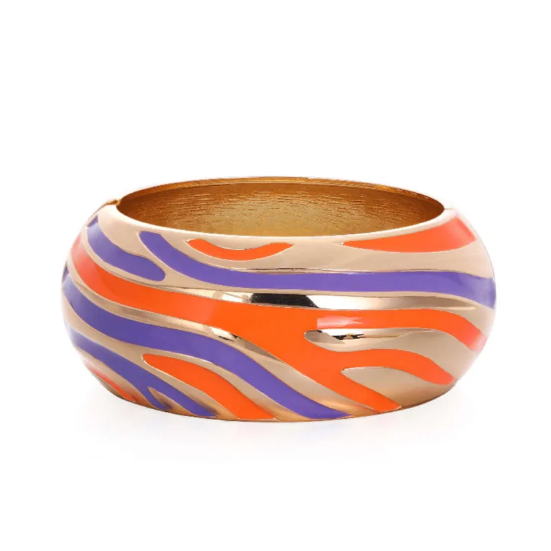 Purple Multicolor Enamel & Goldtone Stripes Bangle made by Zulily