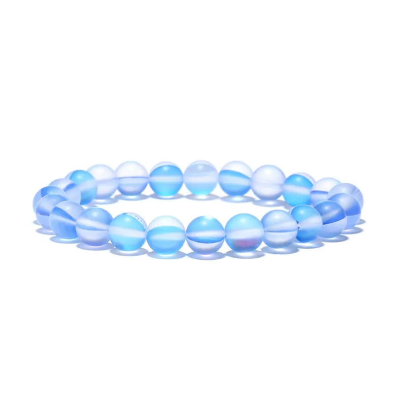Blue Frosted Crystal Beaded Stretch Bracelet made by Zulily