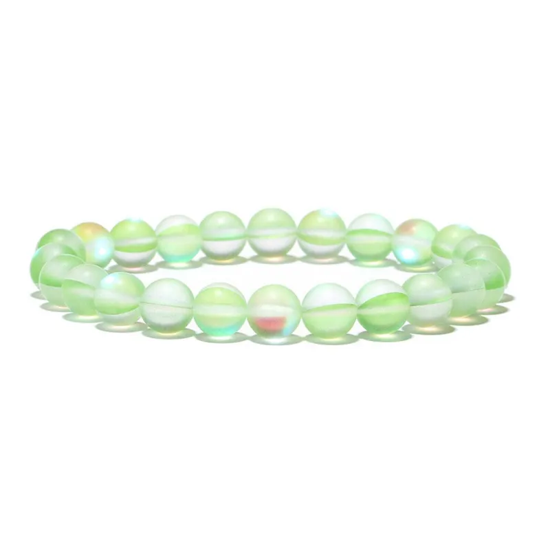 Light Green Frosted Crystal Beaded Stretch Bracelet made by Zulily