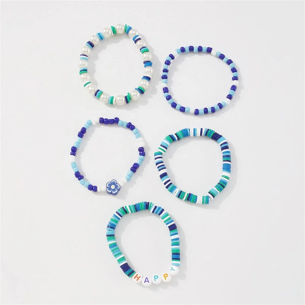 Blue Howlite 'Happy' Stretch Bracelet Set sold by Zulily product image thumbnail 2