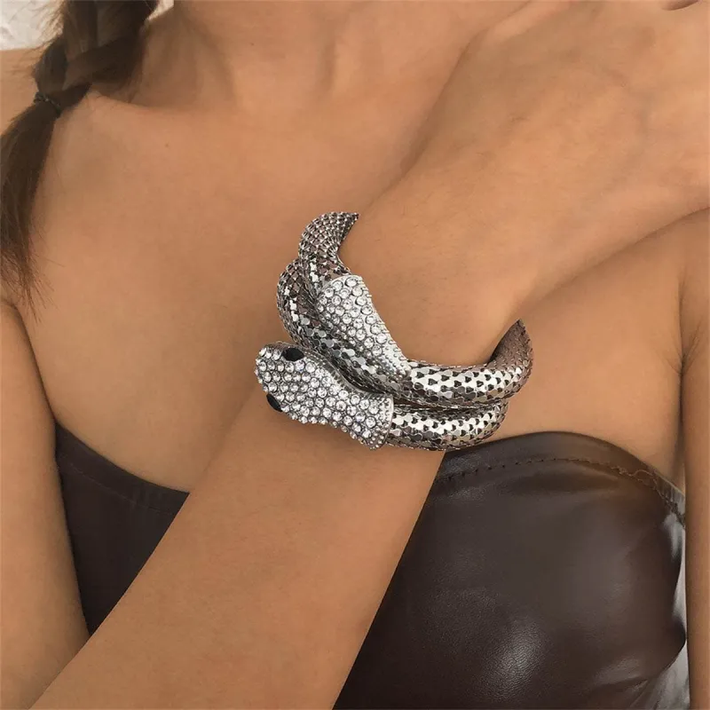 Cubic Zirconia & Silvertone Snake Wrap Bracelet made by Zulily