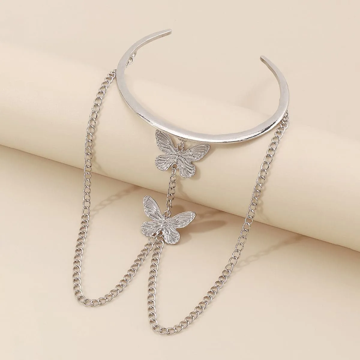 Silvertone Butterfly Chain Arm Cuff sold by Zulily product image thumbnail 2