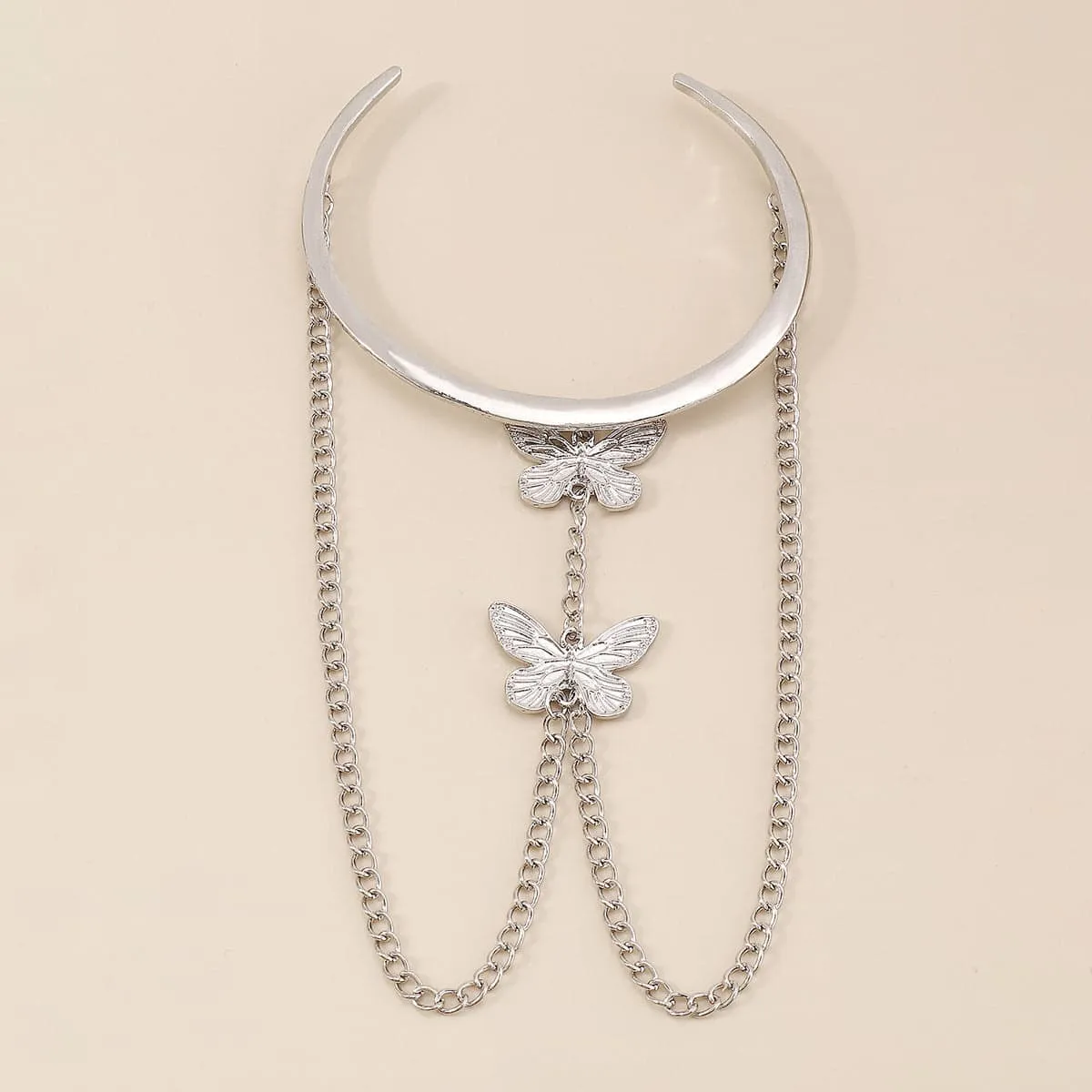 Silvertone Butterfly Chain Arm Cuff sold by Zulily product image thumbnail 3