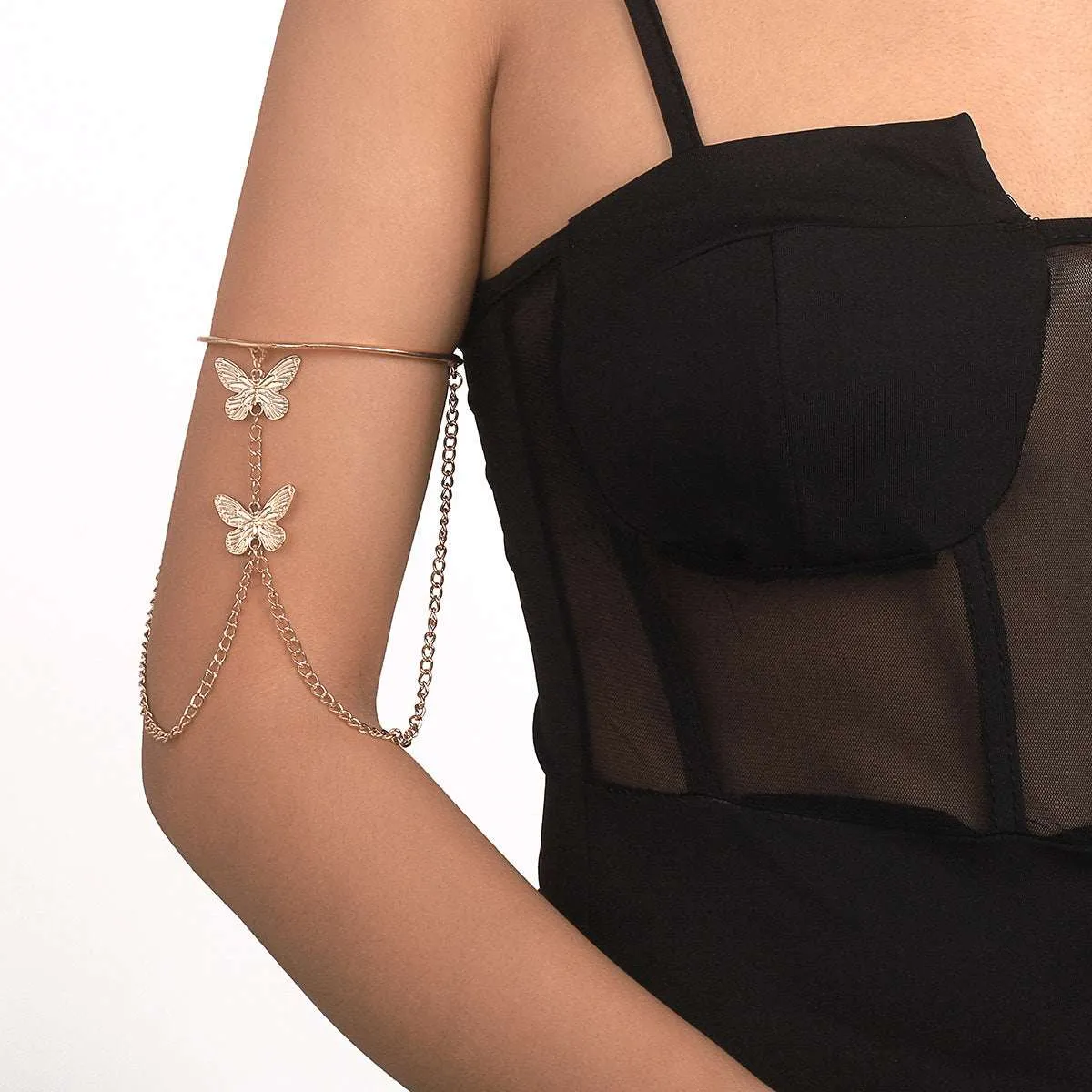 Goldtone Butterfly Chain Arm Cuff sold by Zulily product image thumbnail 2