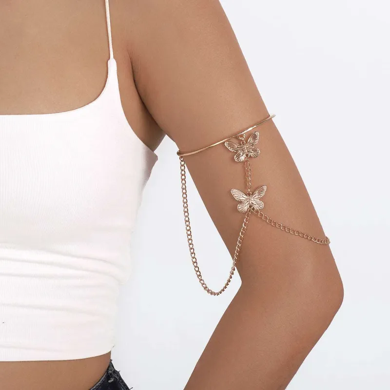 Goldtone Butterfly Chain Arm Cuff made by Zulily