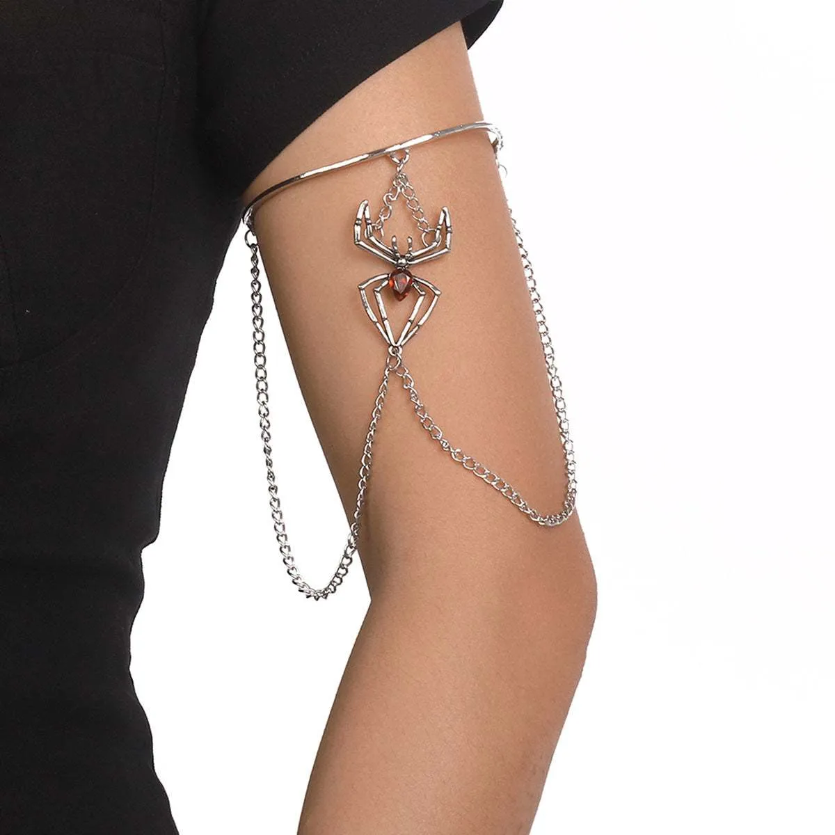 Crystal & Silvertone Spider Chain Arm Cuff sold by Zulily