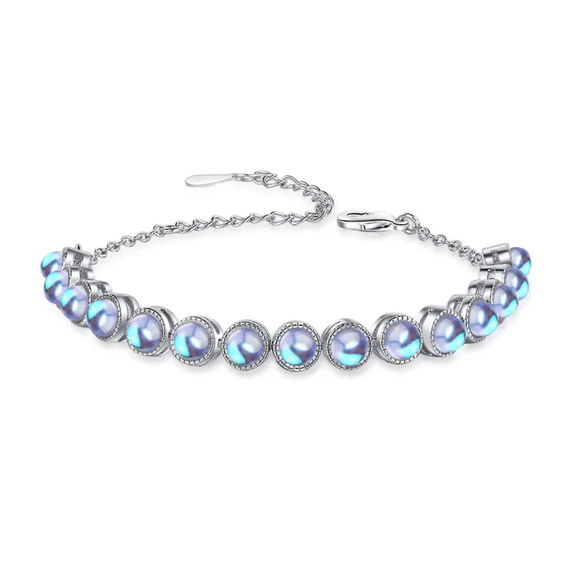 Blue Moonstone & Silvertone Beaded Adjustable Bracelet made by Zulily