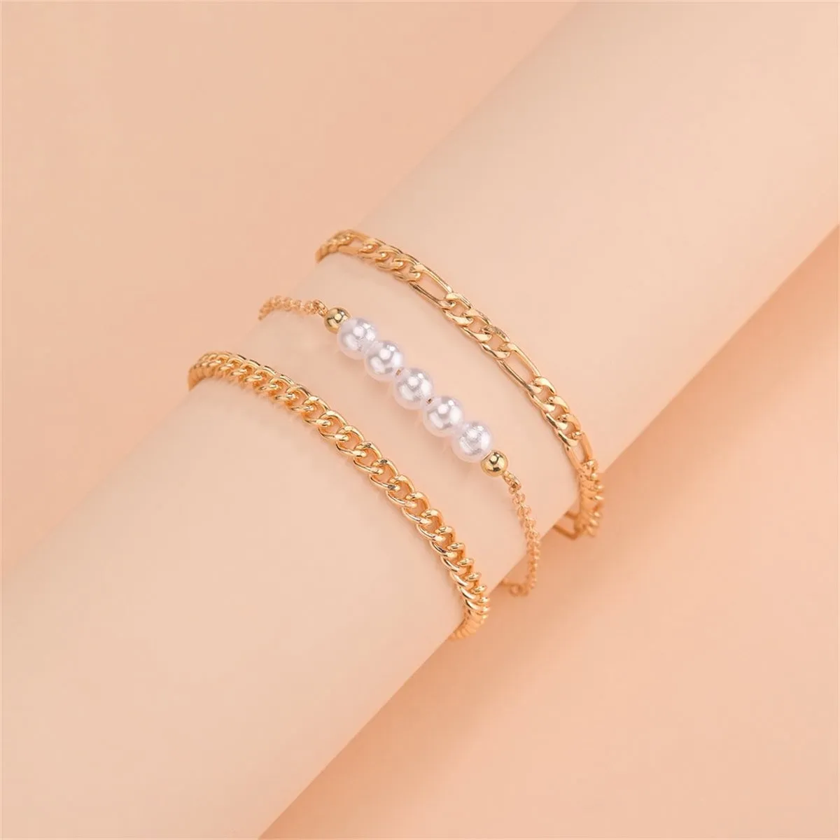 Pearl & Goldtone Chain Bracelet Set sold by Zulily product image thumbnail 2