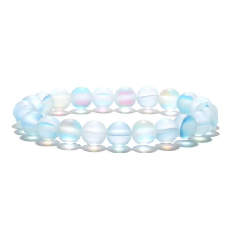 Sky Blue Frosted Crystal Beaded Stretch Bracelet made by Zulily