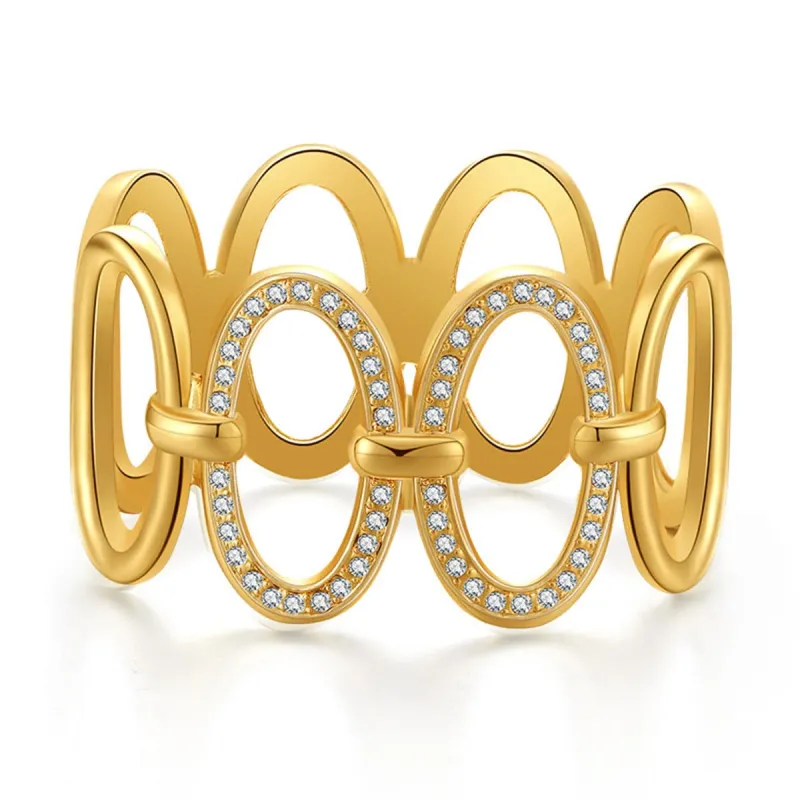 Clear Cubic Zirconia & Goldtone Oval Station Bangle made by Zulily