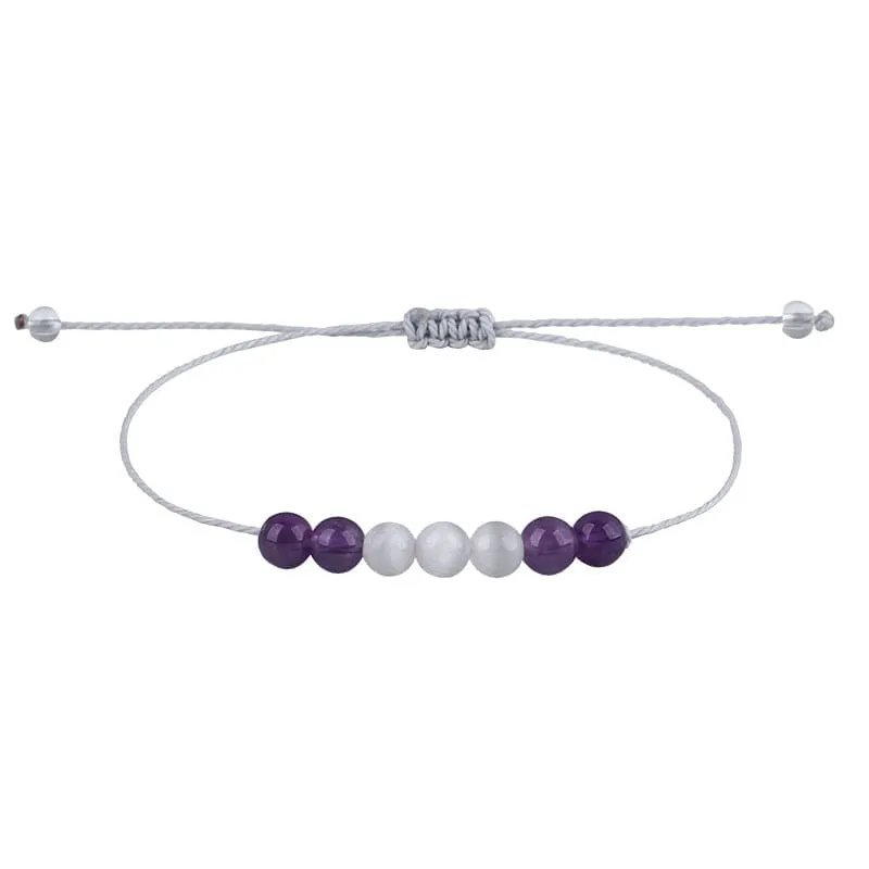 Purple & White Quartz Beaded Adjustable Bracelet sold by Zulily product image thumbnail 2