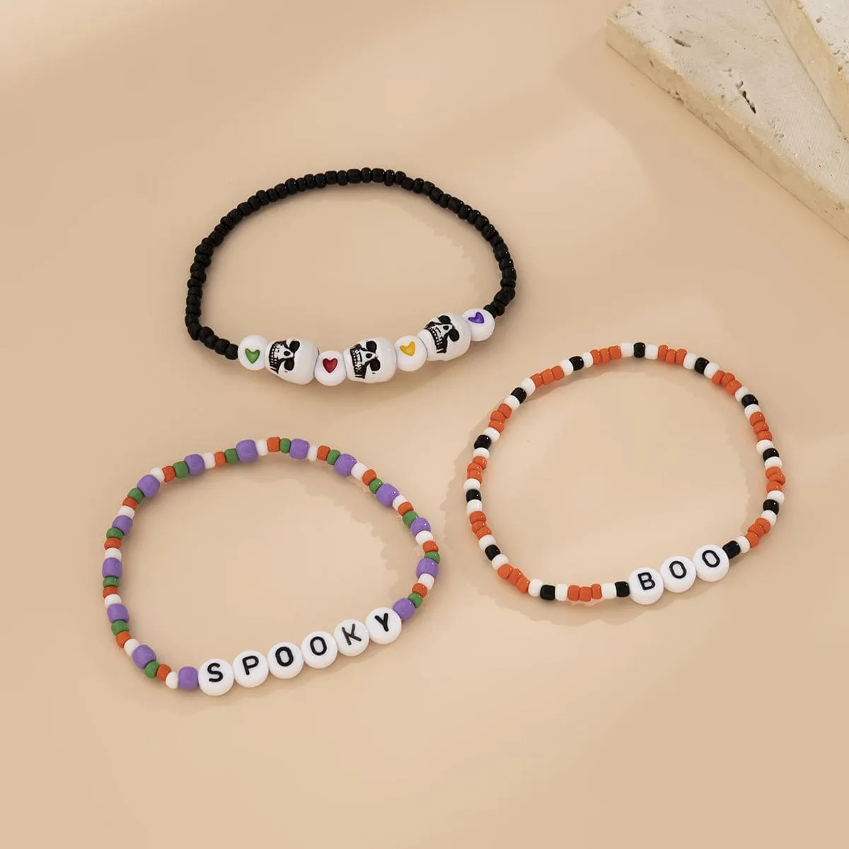 Purple Howlite 'Spooky' Beaded Stretch Bracelet Set sold by Zulily product image thumbnail 2