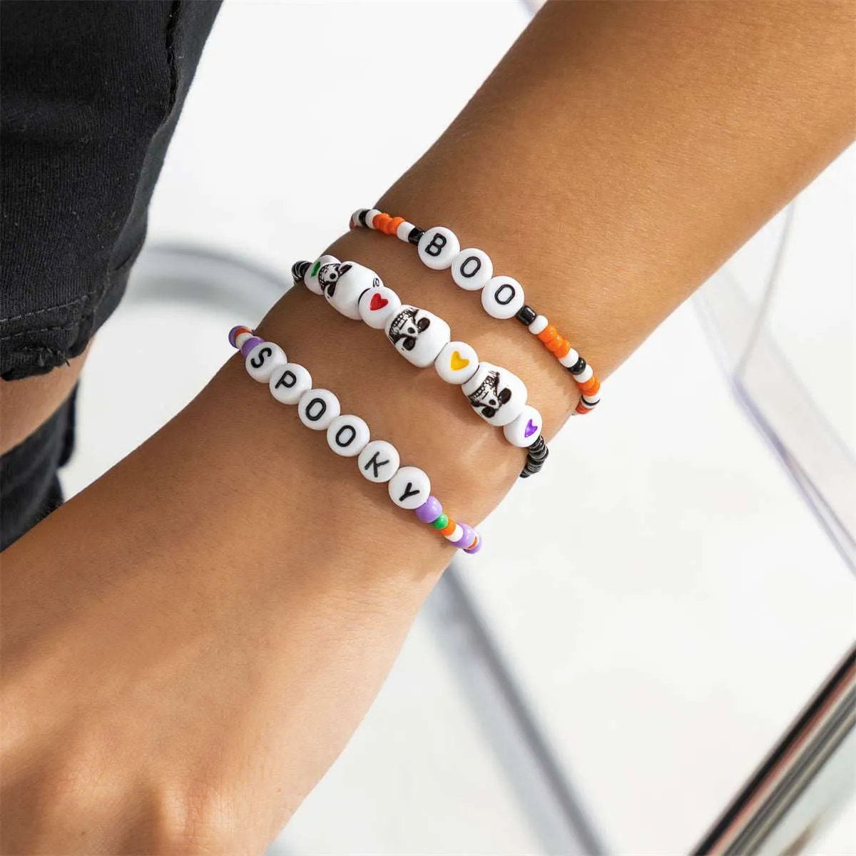 Purple Howlite 'Spooky' Beaded Stretch Bracelet Set sold by Zulily product image thumbnail 3