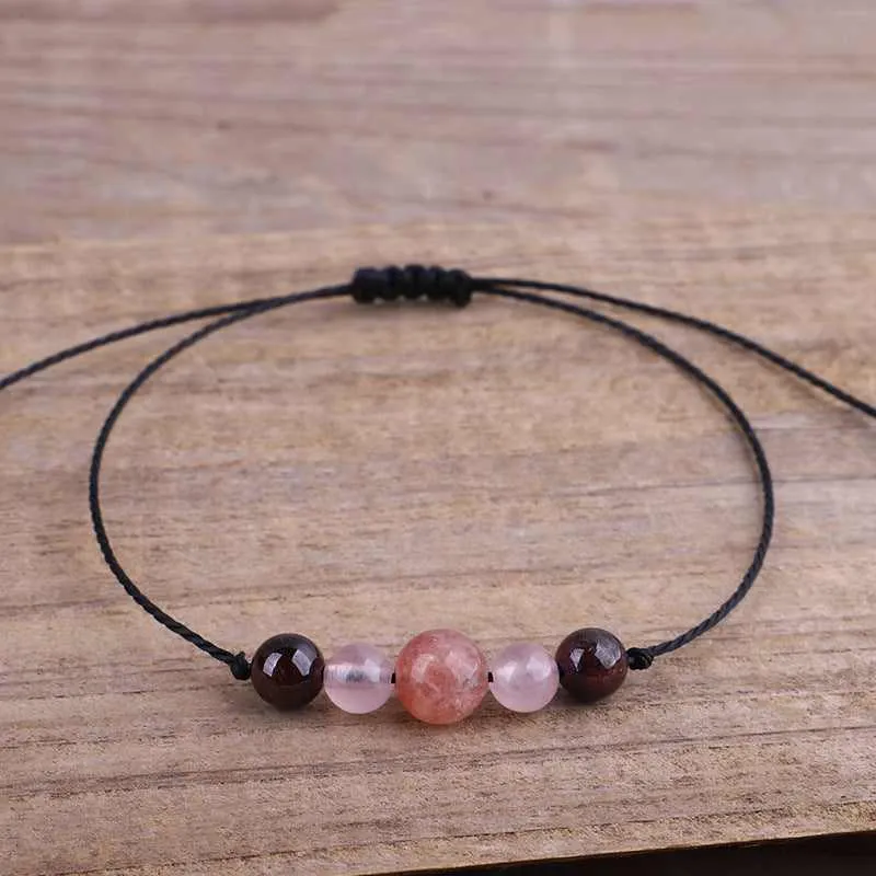 Black & Pink Quartz Beaded Adjustable Bracelet made by Zulily