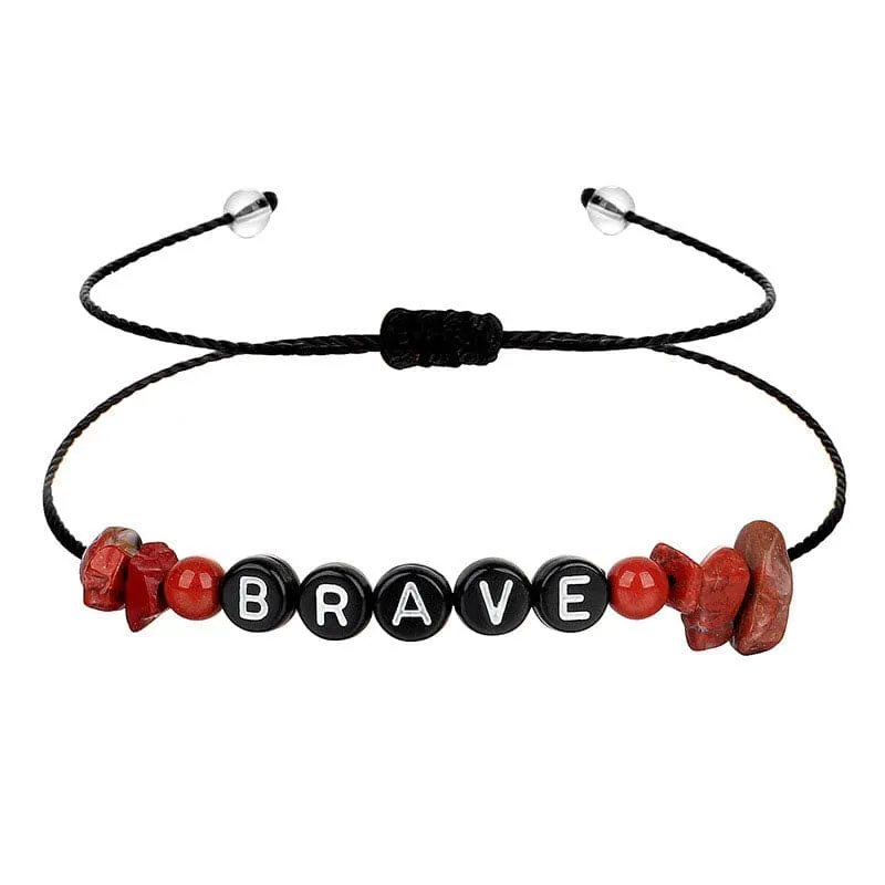 Red Quartz & Black 'Brave' Adjustable Bracelet sold by Zulily product image thumbnail 2