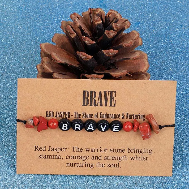 Red Quartz & Black 'Brave' Adjustable Bracelet sold by Zulily product image thumbnail 3