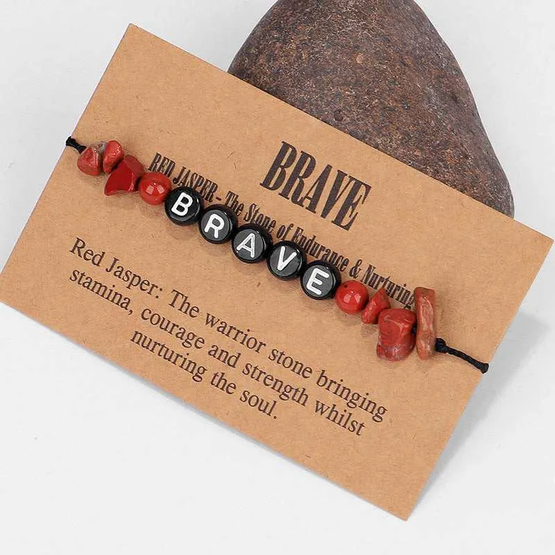 Red Quartz & Black 'Brave' Adjustable Bracelet made by Zulily