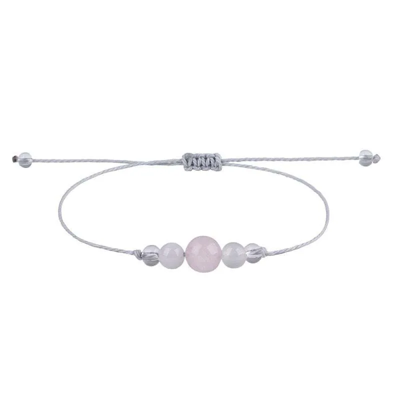 Pink Quartz & White Beaded Adjustable Bracelet sold by Zulily product image thumbnail 2
