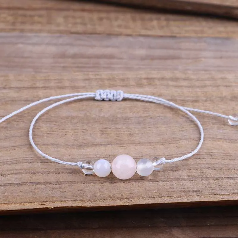 Pink Quartz & White Beaded Adjustable Bracelet made by Zulily