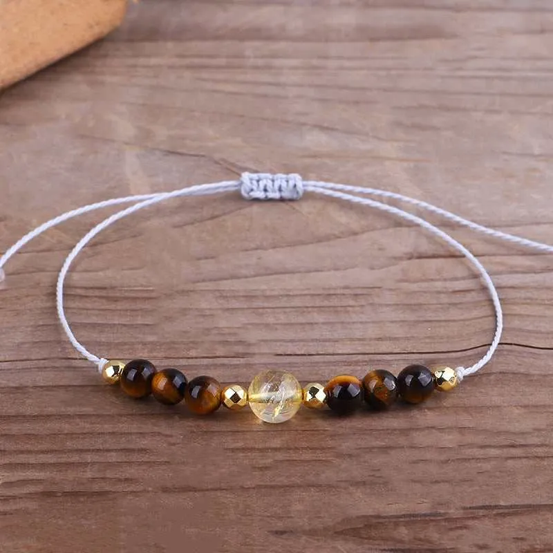 Quartz & Yellow Beaded Adjustable Bracelet made by Zulily