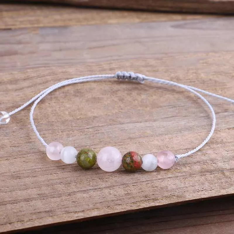 Green Quartz & White Beaded Adjustable Bracelet sold by Zulily