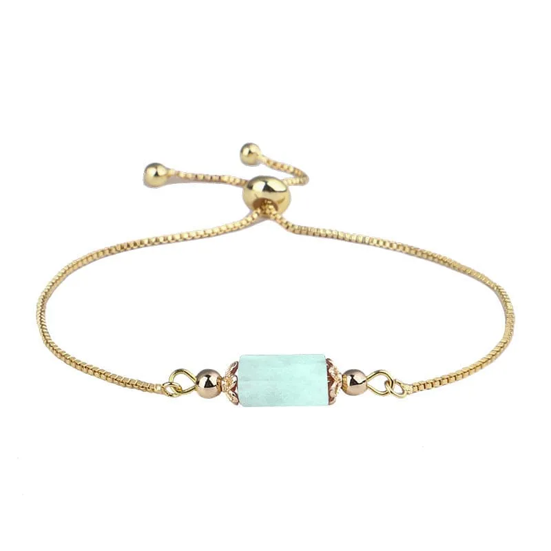 Sea Blue Quartz & Goldtone Prism Charm Adjustable Bracelet made by Zulily