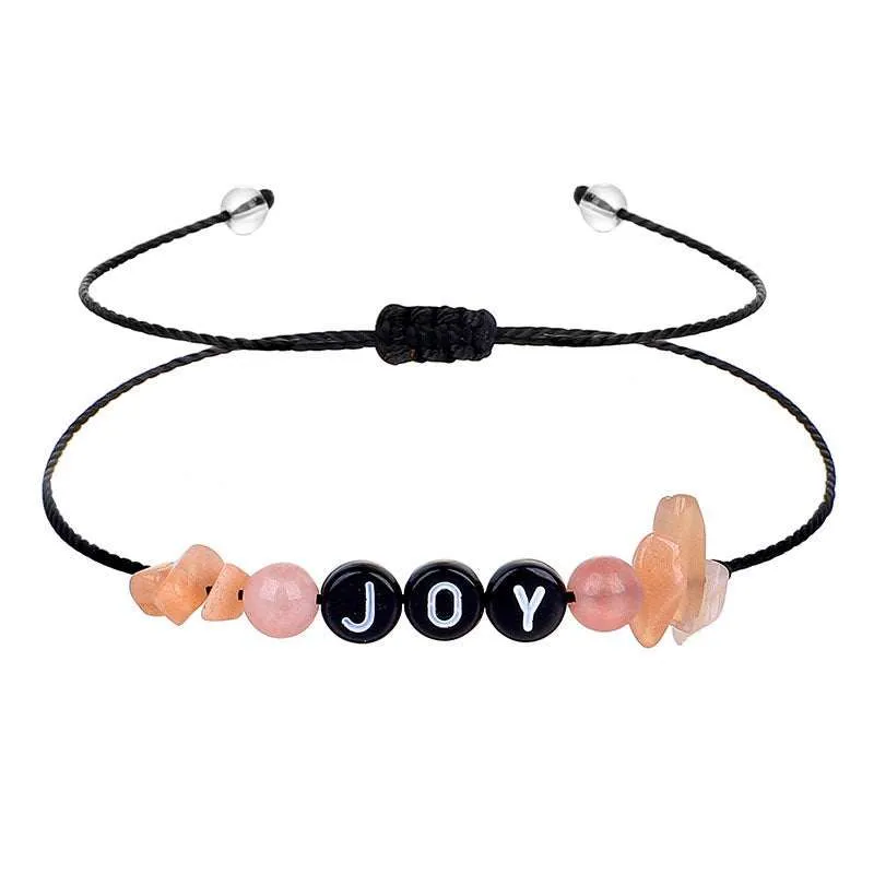Pink Quartz & Black 'Joy' Adjustable Bracelet sold by Zulily product image thumbnail 2
